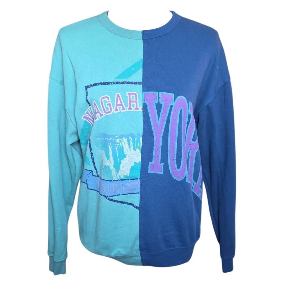 Wild Fable Women's Size XS Teal Purple Niagara New York Graphic Sweatshirt